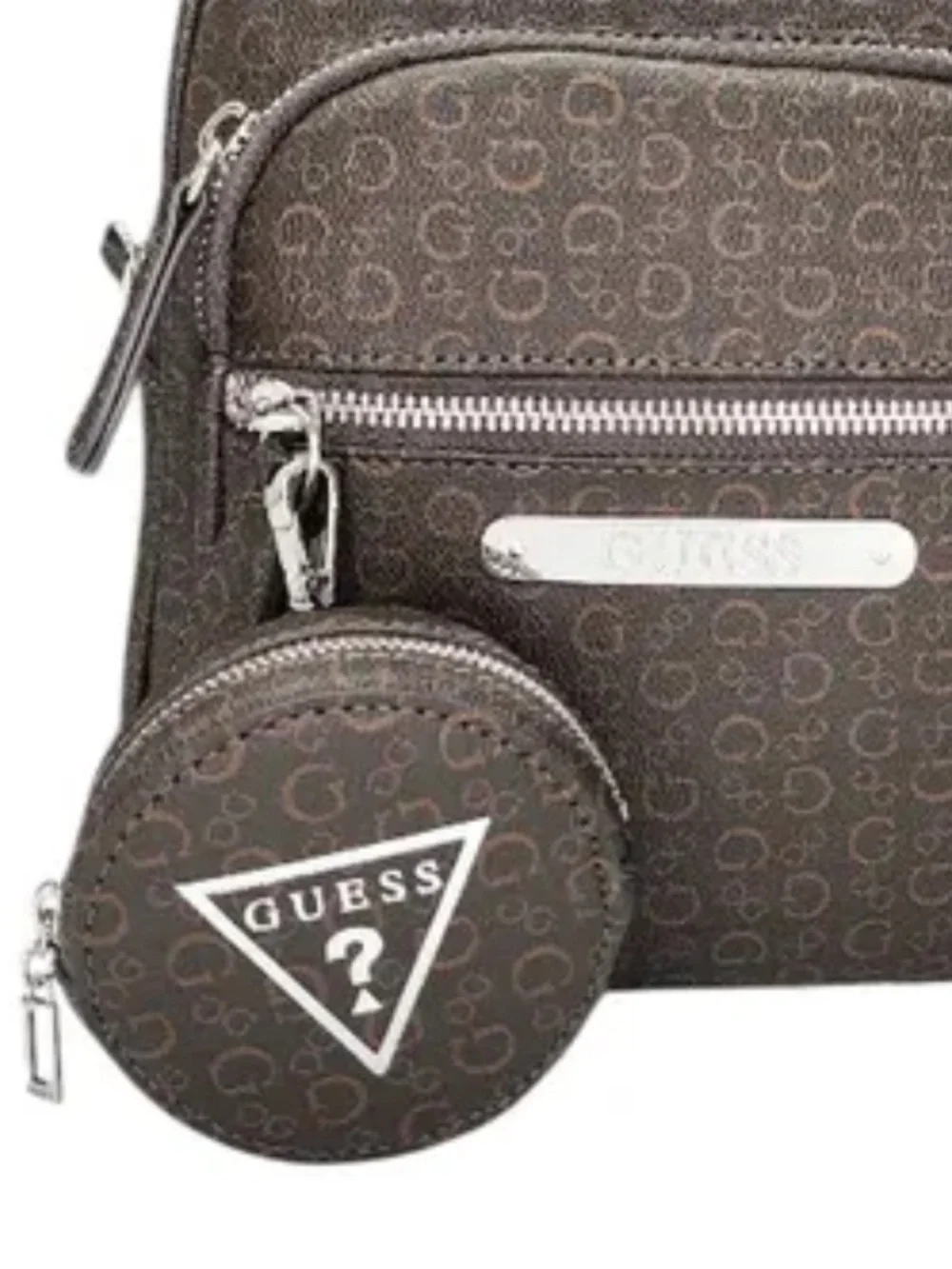NWT!! GUESS Brown Logo-Print Mini Backpack with Coin Pouch